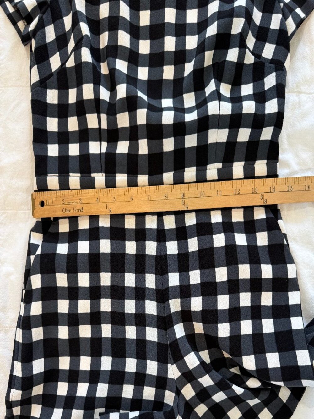 Banana Republic Black White Gingham Romper Pockets Size 0 - Picture 10 of 15
